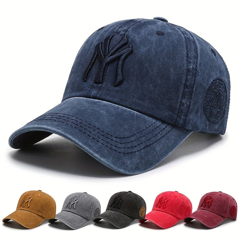 Vintage Embroidered Baseball Cap Washed Distressed Sunscreen Dad Hat Adjustable