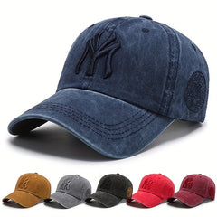Vintage Embroidered Baseball Cap Washed Distressed Sunscreen Dad Hat Adjustable