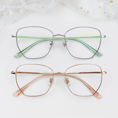 2pcs Square Frame Computer Glasses Unisex Metal Light Glasses