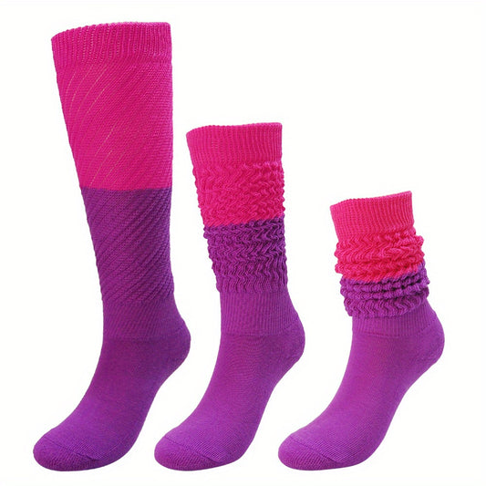 Colorful Warm Slouch Socks for Women - Chunky Knit Scrunchie Socks
