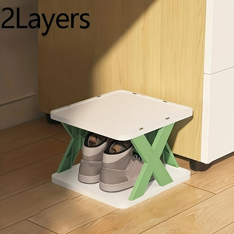 1pc Folding Stackable Shoe Rack Storage Shelf
