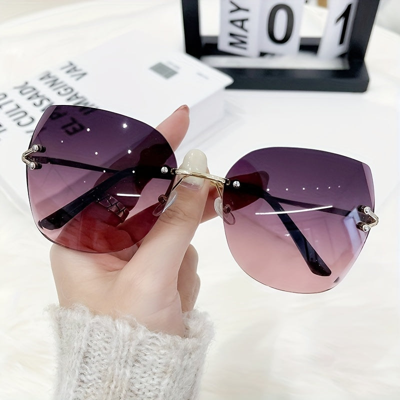 Ombre Rimless Sunglasses UV400 Sun Shades for Women