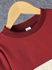 Boys Block Pullover Sweatshirt Long Sleeve Crew Neck Tops