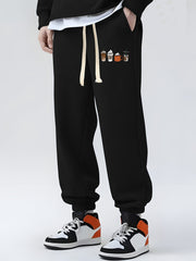 Coffee Drinks Pattern Drawstring Sweatpants Men's Casual Pants