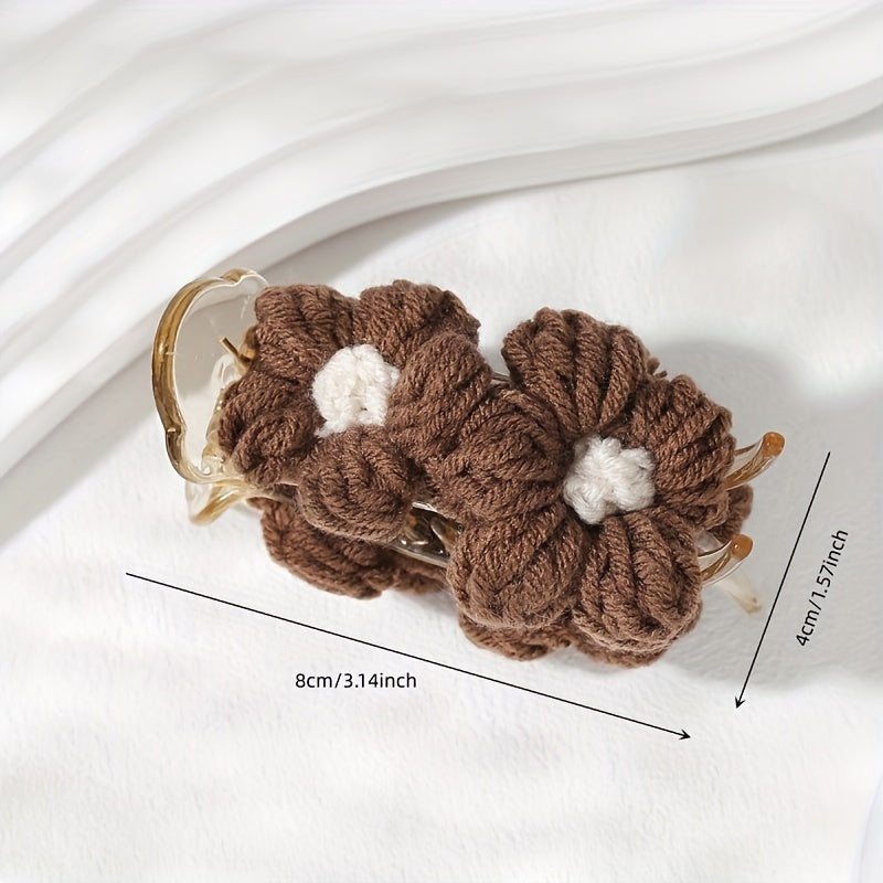 Knitted Flower Hair Clip Duck Bill Style