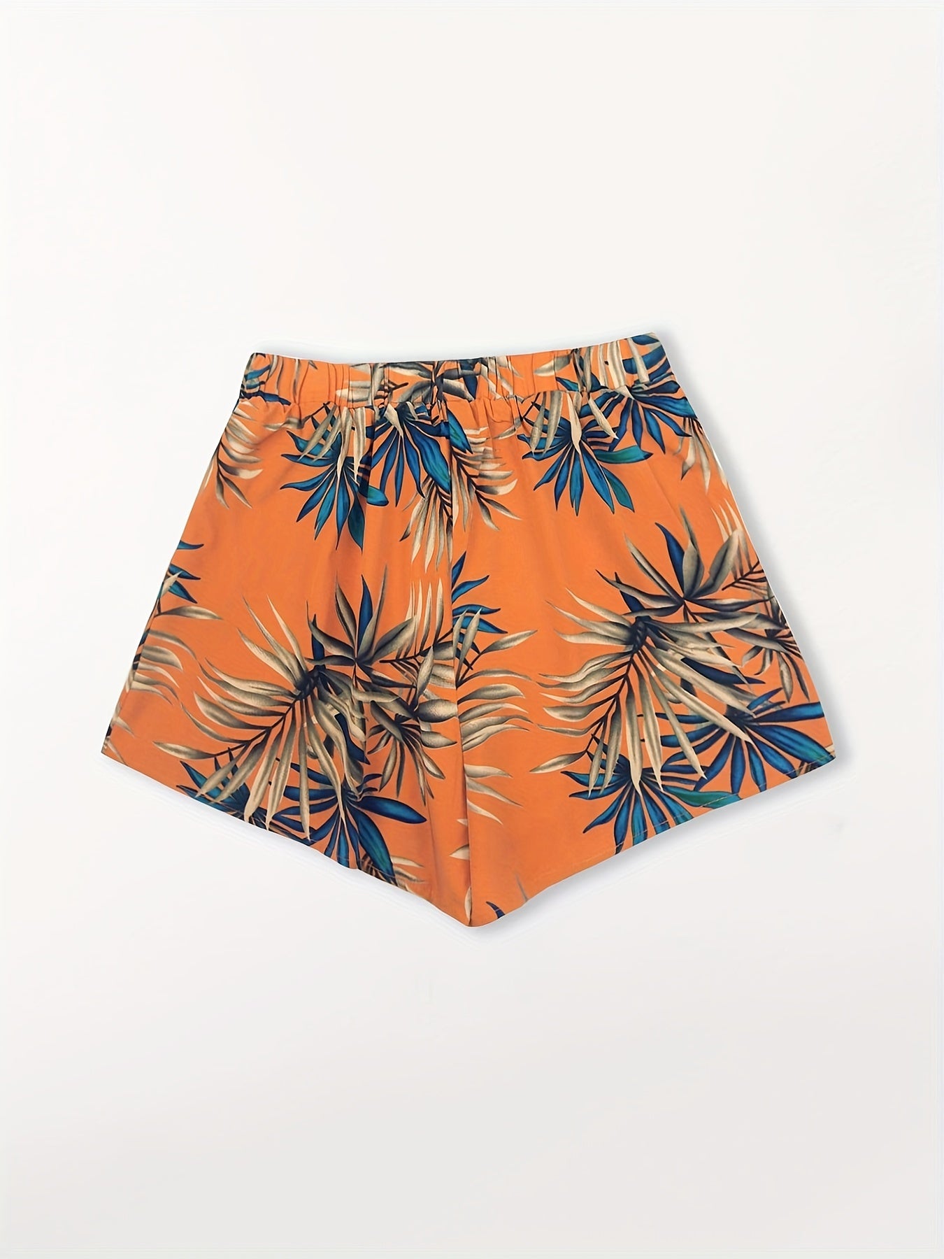  Boho Shorts Women's Plus Leaf Print High Rise Casual Shorts