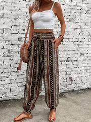  Boho Pants Women's Plus Geo Print High Waisted Harem Trousers