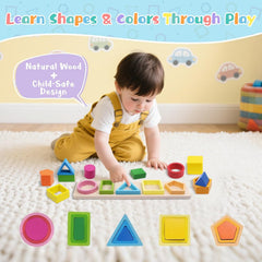 Wooden Toy Shape and Color Recognition Blocks Set