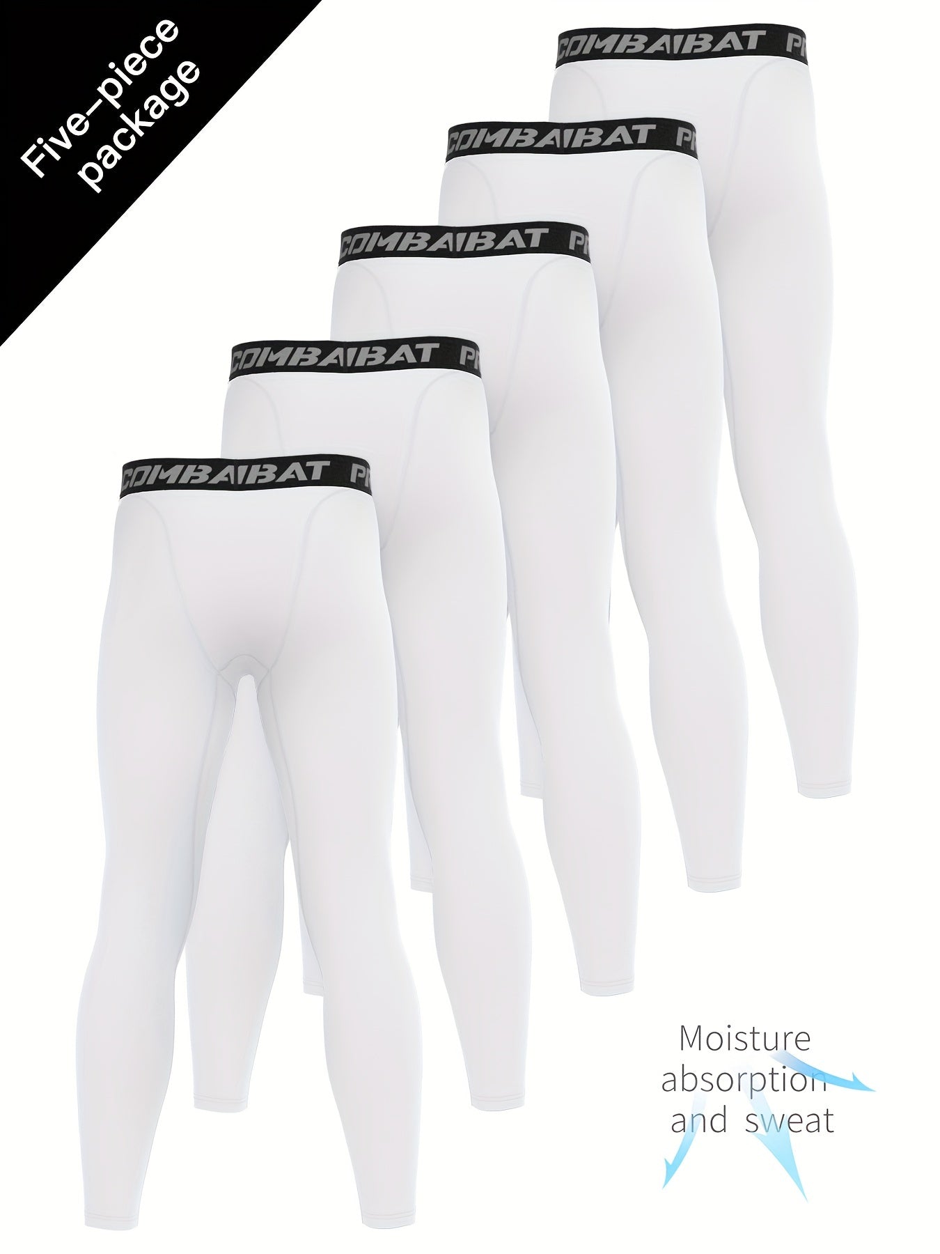 Men's 5pcs Solid Leggings Active Quick Drying Sports Compression Pants