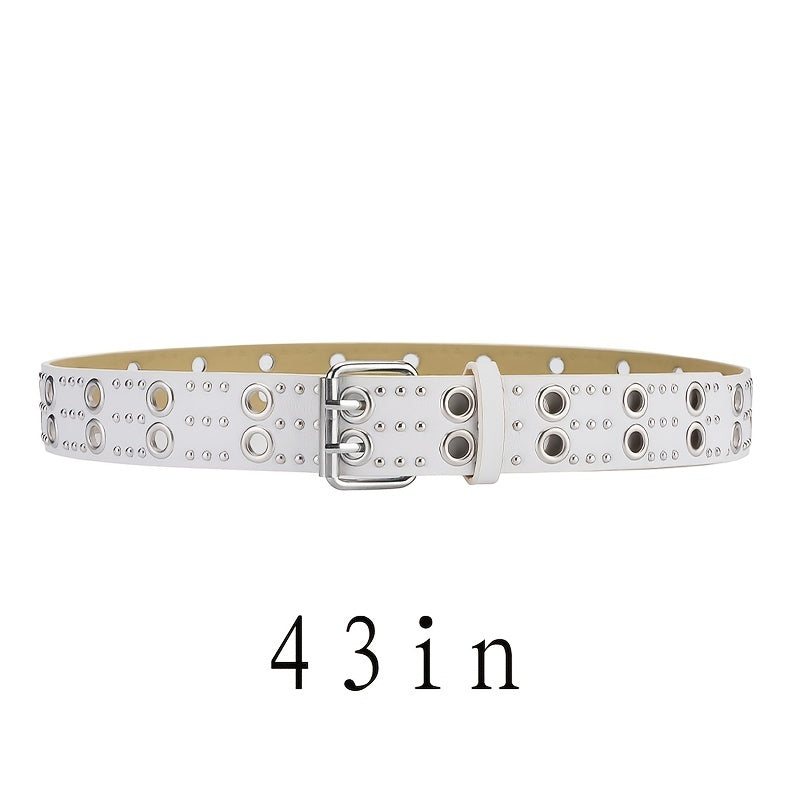 Punk Double Grommet Belt Y2K Studded Belt Gothic Rivet Belt