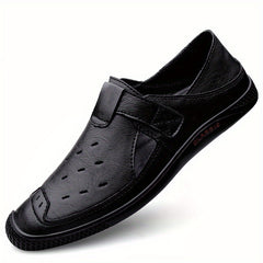 Men's Cut Out Leather Loafers Slip On Shoes