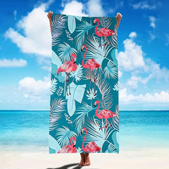 Flamingo Beach Towel Large Microfiber Towel with Sun Protection