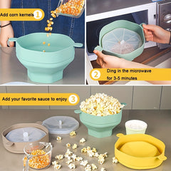 Silicone Popcorn Bucket High Temp Resistant Popcorn Bowl Handle