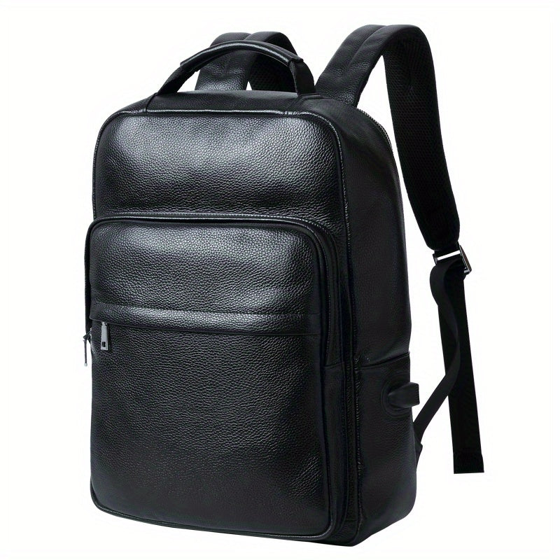 Casual Leather Backpack Large Capacity Outdoor Backpack With USB Charging