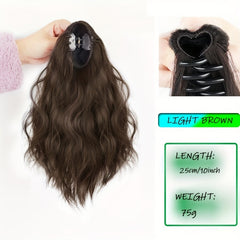 Short Water Wave Ponytail Extensions Curly Wavy Hair Extensions Women Girls