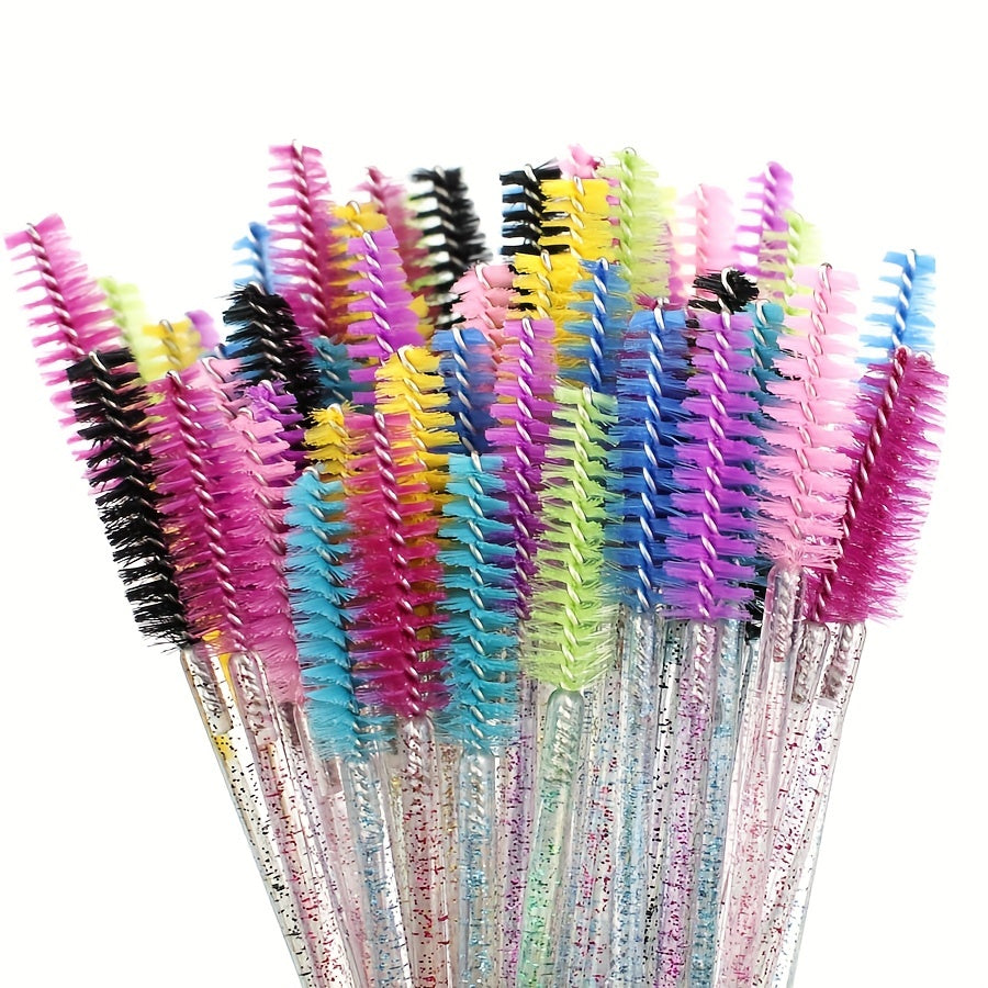 40-Pack Colorful Crystal Mascara Wands Eyelash Brush Spoolies