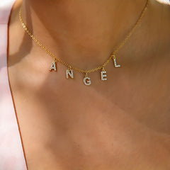 Custom Name Zircon Necklace Personalized Crystal Name Necklace Pendant Chain