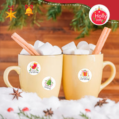 500pcs Merry Christmas Stickers 2.54 Cm Self Adhesive Labels
