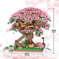 Mini Cherry Bonsai Tree Building Set - Mini Blocks Sakura Tree House Kit