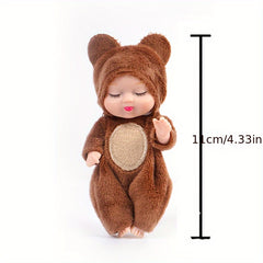 6 Cute Cartoon Stuffed Animal Dolls + Realistic Girl Doll Set