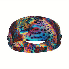 Leopard Print Unisex Sports Headband Sweat Wicking Stretchy Breathable Polyester