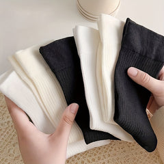 6 Pairs Comfy Breathable Women's Solid Socks Stockings