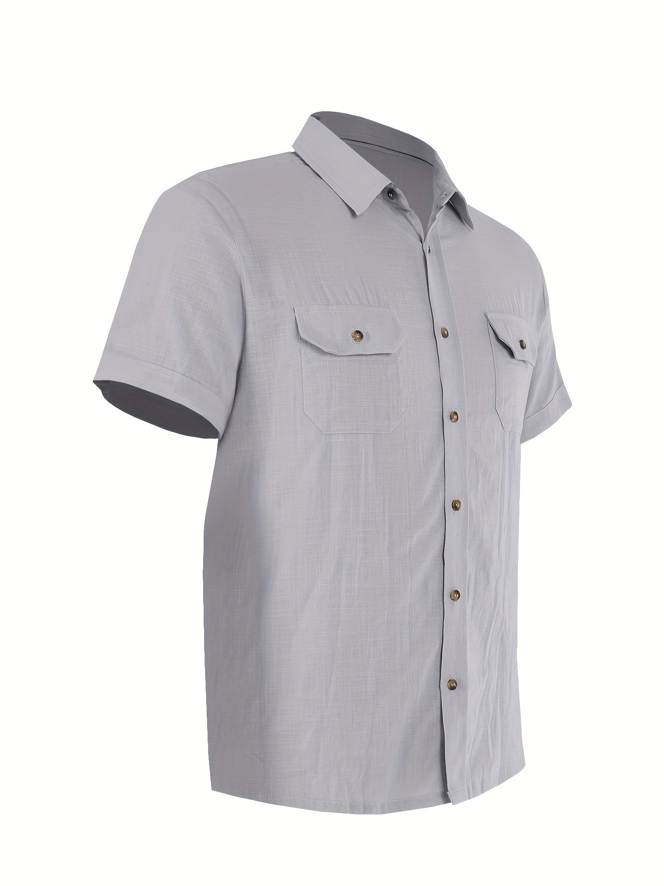 Men's Short Sleeve Casual Shirt with Chest Pockets for Summer