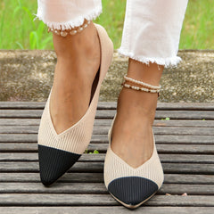 Women's Colorblock Wedge Heels Pointed Toe Slip On Shoes