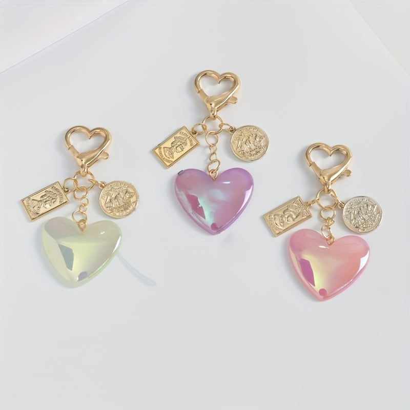 Y2K Glitter Heart Keychain Pendant Bag Accessory