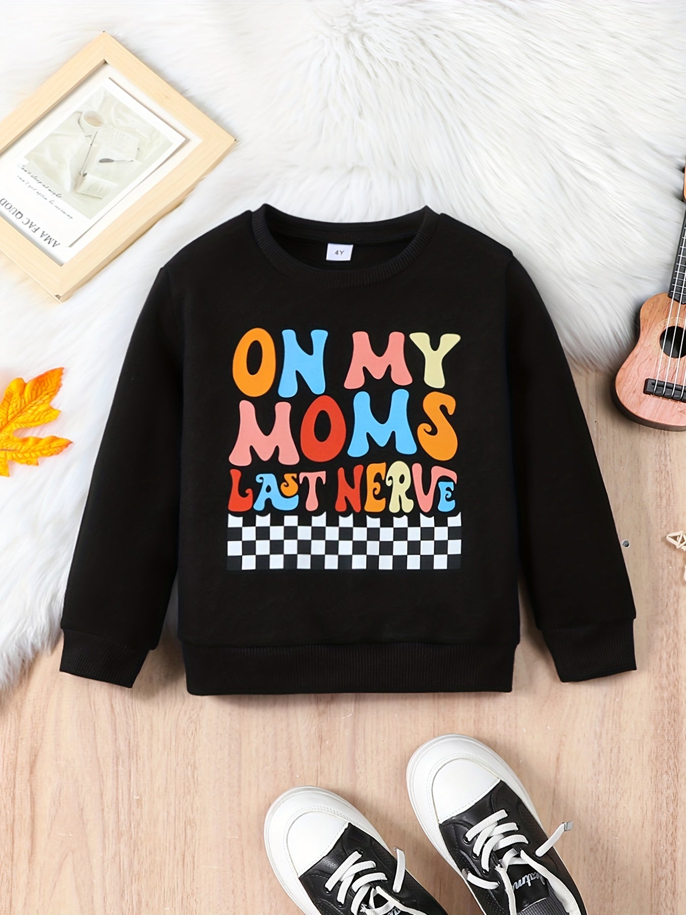 Checkerboard Pattern Kid's Thermal Sweatshirt