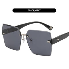 Multicolor Large Frame Women's Sunglasses Frameless Sunscreen With Case