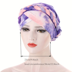 Tie Dye Knotted Turban Beanies Braid Head Scarf Chemo Cap