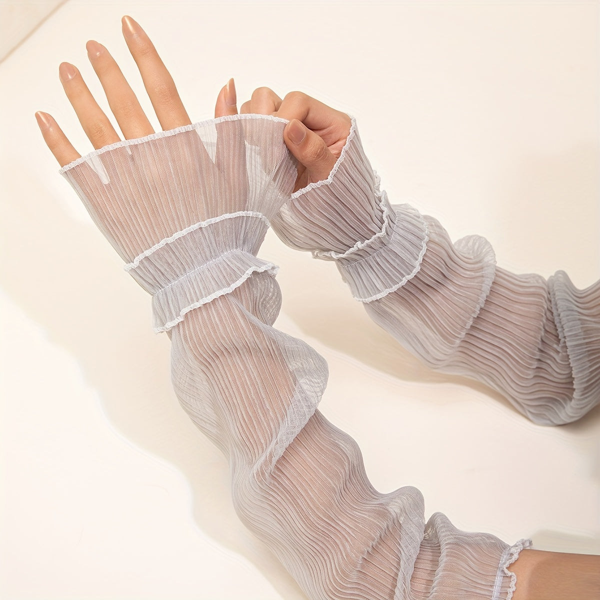 Ruffles Lace Sleeve Sunscreen UV Protection Loose Fit Sleeves