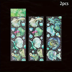 2pcs Laser Silver Colorful Fish Decorative Sticker
