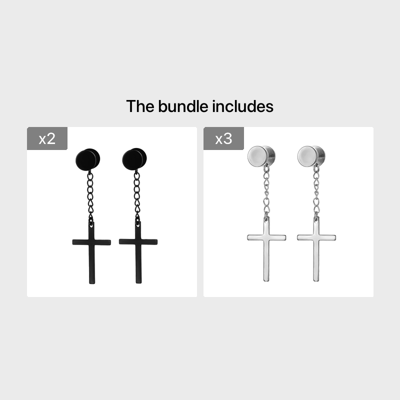Men's Stainless Steel Cross Earrings