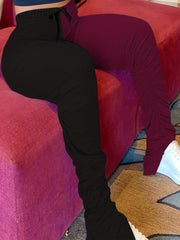  Colorblock Elastic Drawstring Ruched Leggings
