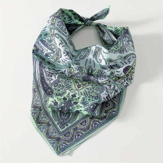 Paisley Print Hair Band Silk Formal Square Neck Scarf