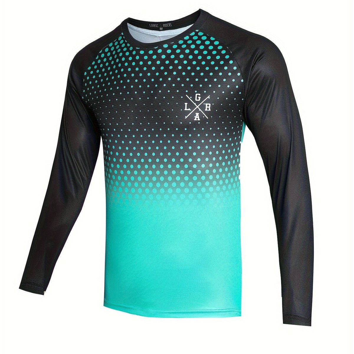 Polka Dots Print Men's Cycling Jersey Round Neck Long Sleeve