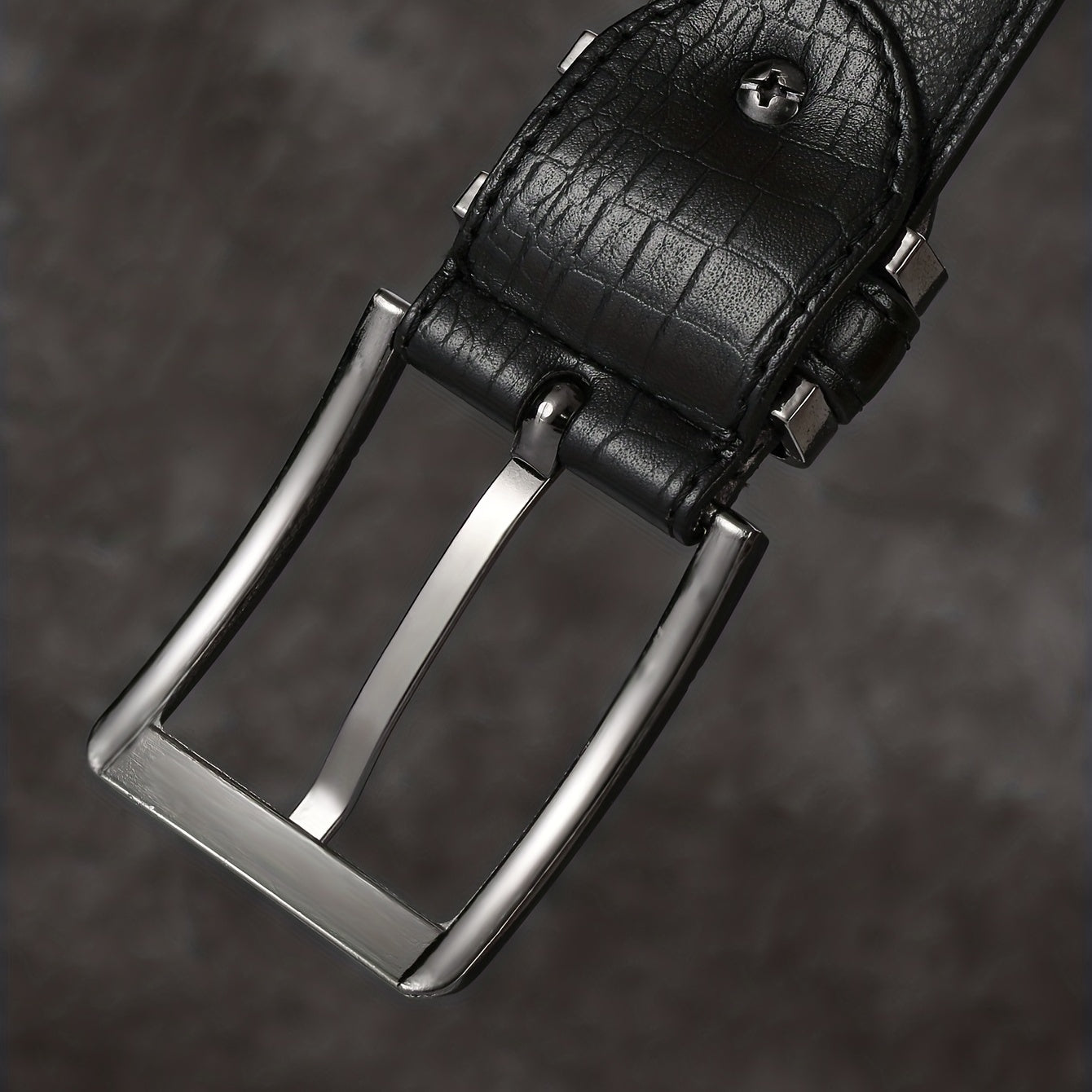 Men's Lizard Pattern Double Circle PU Leather Belt