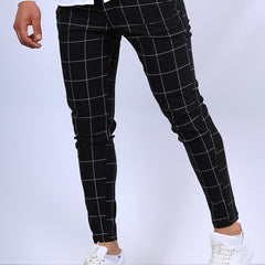 Slim Fit Plaid Slacks Men s Casual Vintage Style Slightly Stretch Dress Pants