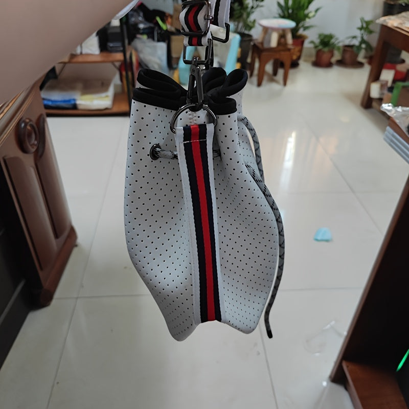 Neoprene Bucket Bag Colorful Strap Drawstring Shoulder Crossbody Bag