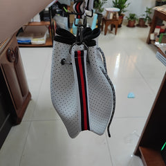 Neoprene Bucket Bag Colorful Strap Drawstring Shoulder Crossbody Bag