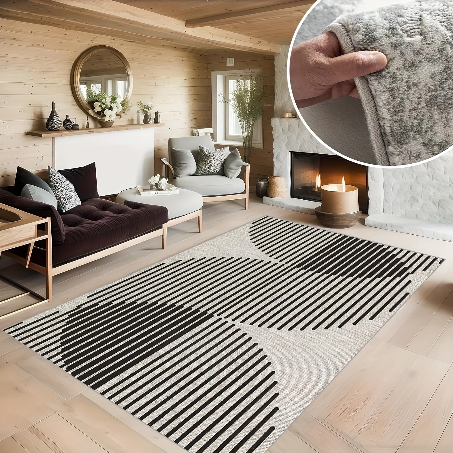 Soft Faux Sheepskin Floor Mat Easy-to-Clean Anti-Skid Throw Rug