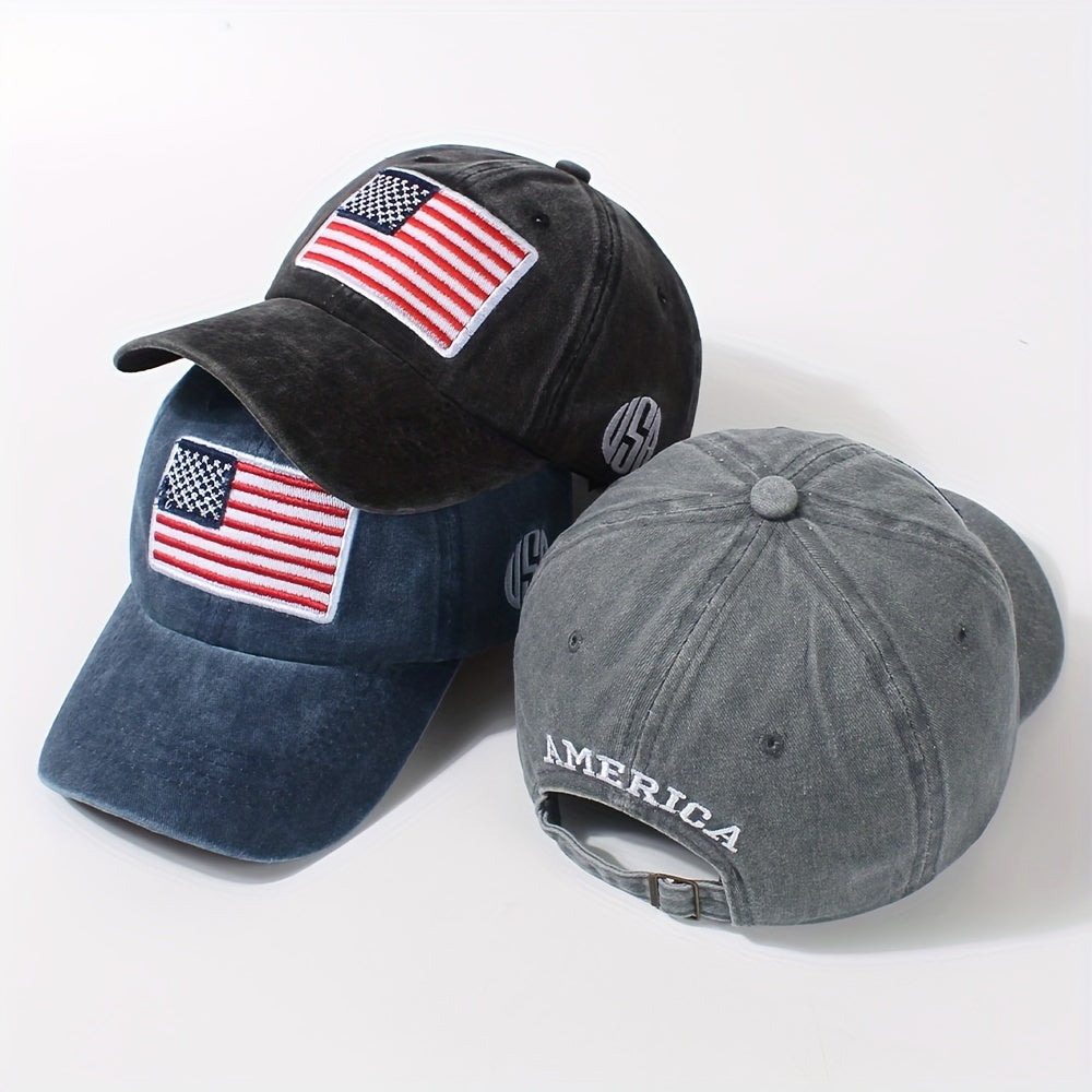 Flag Embroidery Baseball Cap Distressed Independence Dad Hats Unisex Sun Hats