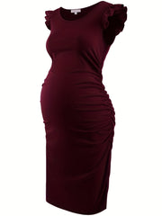 Maternity Ruffle Sleeve Dress for Summer Holiday Party