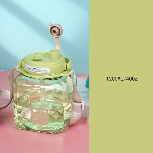 1200ml Square Belly Cup Portable Water Bottle Leakproof Large Capacity