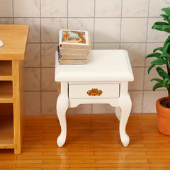 1pc Doll House Mini Furniture Wooden Bedside Cabinet DIY Decoration Model