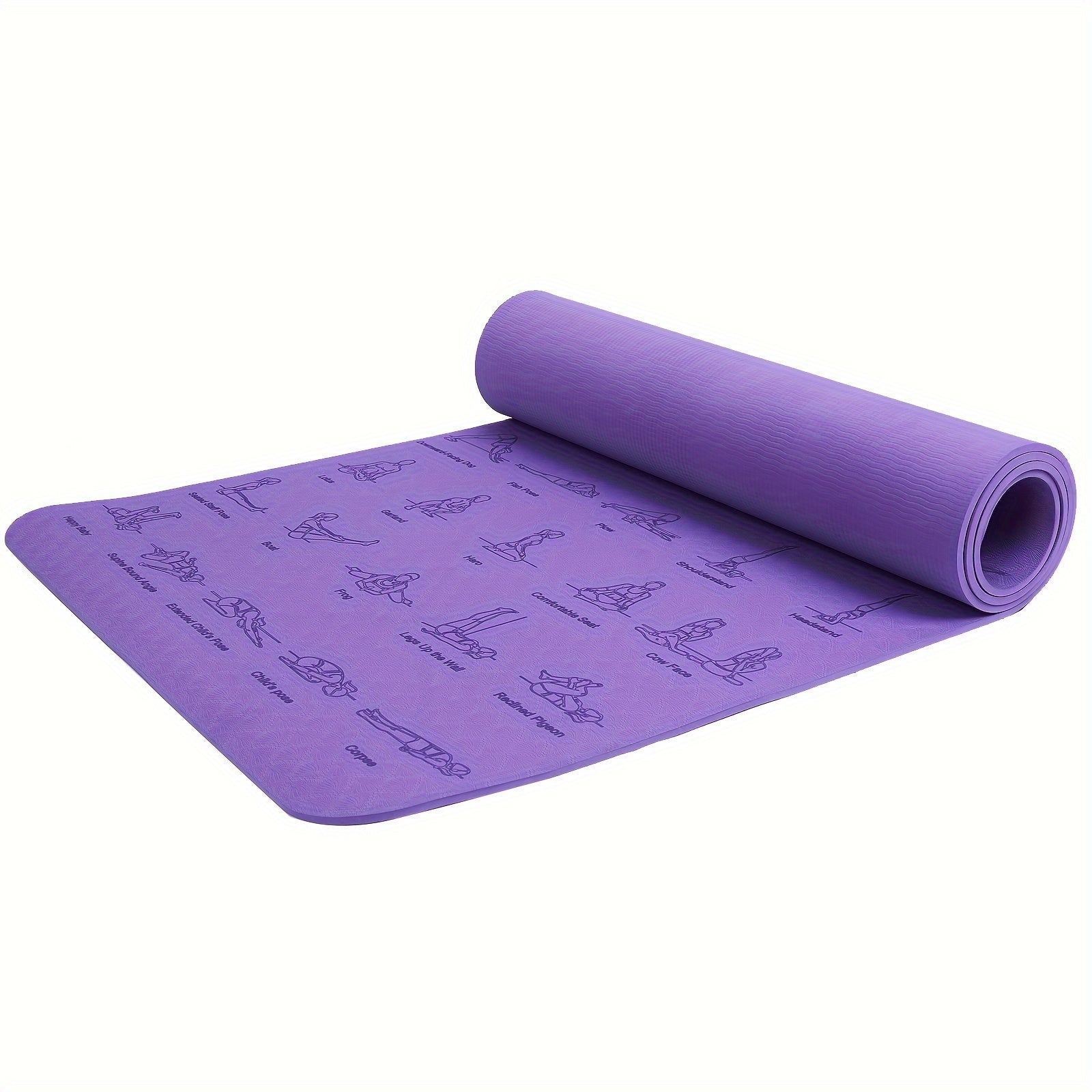 6mm TPE Yoga Mat Non slip Fitness Mat w/ Carrying Strap for Gymnastics Pilates