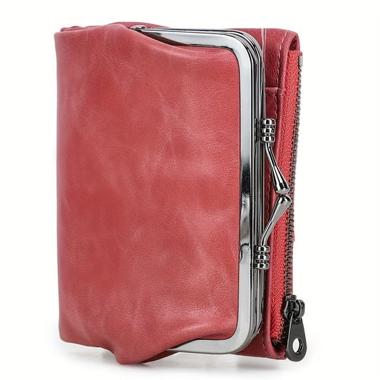 Vintage Leather RFID Blocking Wallet with Zipper Closure