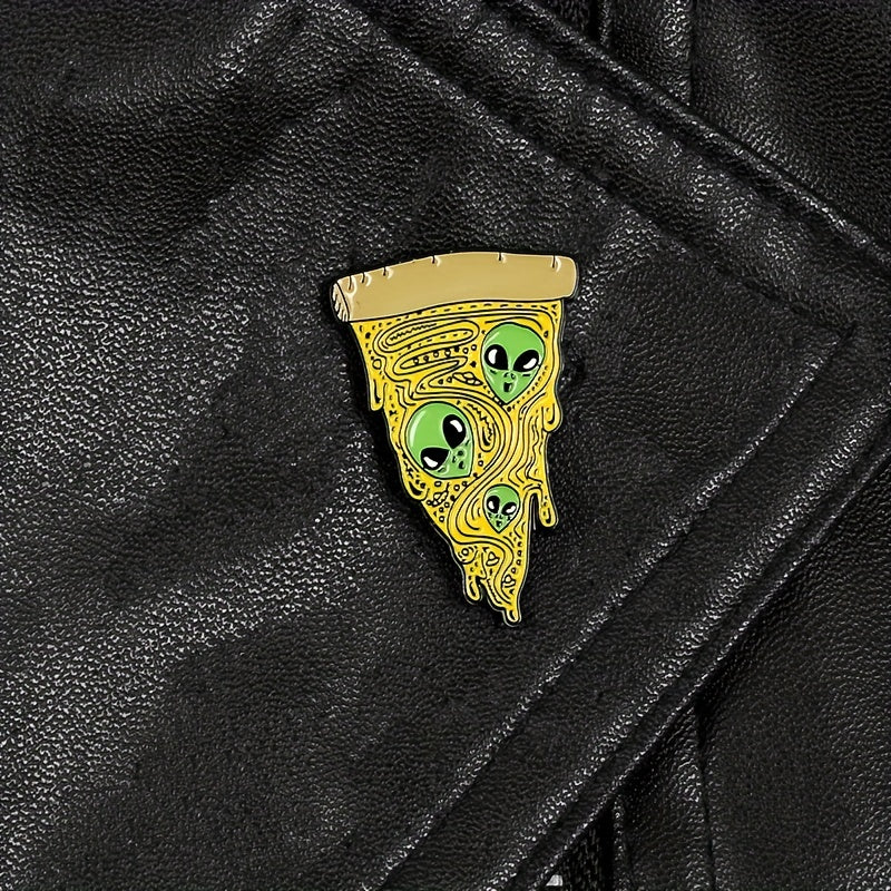 Triangle Alien Pizza Enamel Brooch